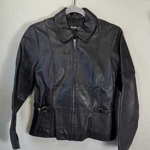 Style & Co. Women's Sleek Black Leather Jacket